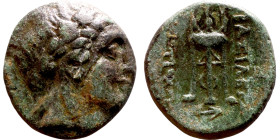 Antiochos I Soter (Seleukid King: 281-261 BC). AE bronze. Obv: Laureate head of Apollo right Rev: Tripod