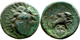 Hellenistic period coin (4-1 century BC) AE Bronze.  Obv: gorgone. Rev: Unredable