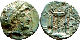 Antiochos I Soter (Seleukid King: 281-261 BC). AE bronze. Obv: Laureate head of Apollo right Rev: Tripod