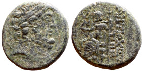 SYRIA. Antioch. Civic issue (100-1 BC). AE bronze. Obv: laureate head of Zeus, r. Rev: ΑΝΤΙΟΧΕΩΝ ΤΗΣ ΜΗΤΡΟΠΟΛΕΩΣ; Zeus seated l., holding Nike and sce...