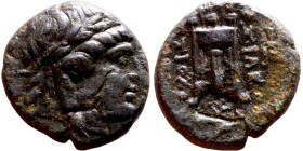 Antiochos I Soter (Seleukid King: 281-261 BC). AE bronze. Obv: Laureate head of Apollo right Rev: Tripod