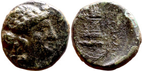 Antiochos I Soter (Seleukid King: 281-261 BC). AE bronze. Obv: Laureate head of Apollo right Rev: Tripod