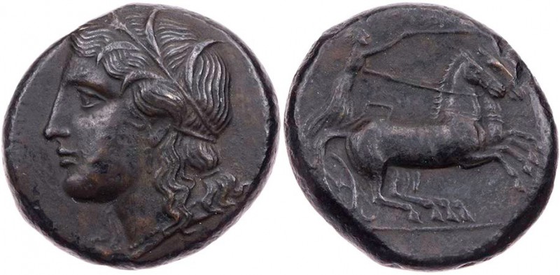SIZILIEN SYRAKUS
Hiketas, 287-278 v. Chr. AEs Vs.: Kopf der Persephone mit Ähre...