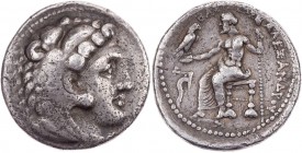 MAKEDONIEN, KÖNIGREICH
Alexander III., 336-323 v. Chr. AR-Tetradrachme 327-323 v. Chr. Tarsos Vs.: Kopf des Herakles mit Löwenskalp n. r., Rs.: Zeus ...