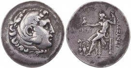 MAKEDONIEN, KÖNIGREICH
Alexander III., 336-323 v. Chr. AR-Tetradrachme um 188-170 v. Chr., Metro(...) und Zoilo(s) Temnos Vs.: Kopf des Herakles mit ...