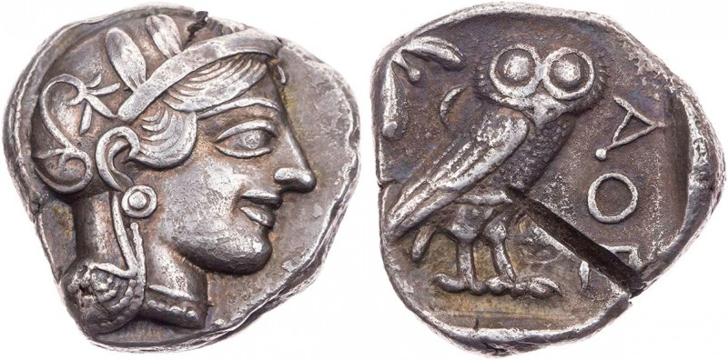 ATTIKA ATHEN
 AR-Tetradrachme um 430-412 v. Chr. Vs.: Kopf der Athena mit Helm ...