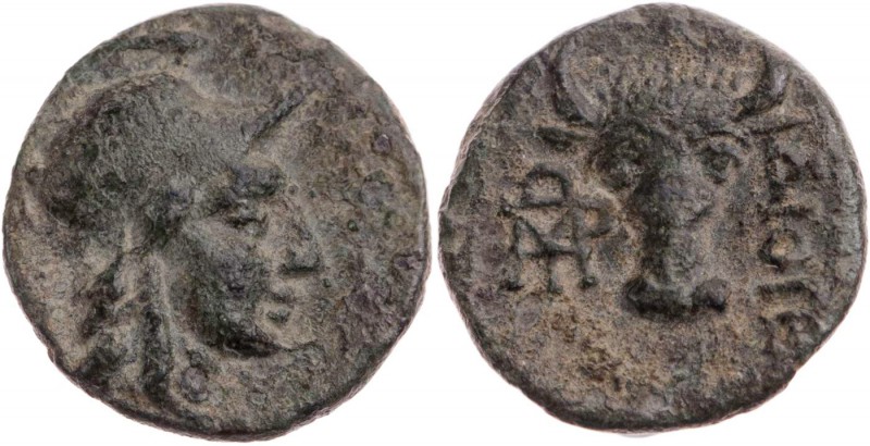 IONIEN METROPOLIS
 AE-Chalkus 1. Jh. v. Chr., Dioge(nes) Vs.: Kopf des Ares mit...