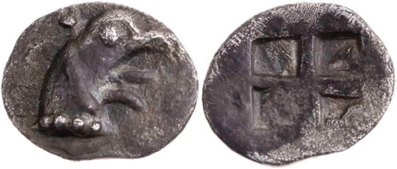 IONIEN PHOKAIA
 AR-Tetartemorion 530-510 v. Chr. Vs.: Greifenkopf mit aufgesper...