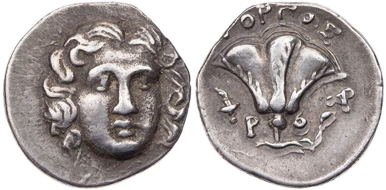 KARISCHE INSELN RHODOS
Rhodos AR-Drachme 175-170 v. Chr., Magistrat Gorgos grie...