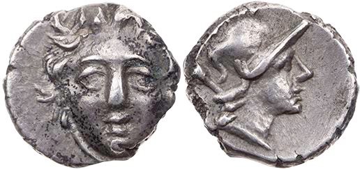 PISIDIEN SELGE
 AR-Obol 370-300 v. Chr. Vs.: Gorgoneion v. v., Rs.: Kopf der At...