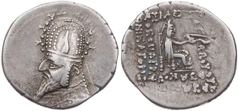 PARTHER, KÖNIGREICH DER ARSAKIDEN
Gotarzes I., 95-87 v. Chr. AR-Drachme Rhagai ...