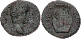 THRAKIEN SESTOS
Caligula, 37-41 n. Chr. AE-Dichalkon Vs.: Kopf n. r., Rs.: Lyra RPC 1742; Varbanov 2970. 4.94 g. RR dunkelgrüne Patina, ss