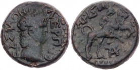 THESSALIEN KOINON
Nero, 54-68 n. Chr. AE-Hemiobol unter Aristion, Strategos Vs.: Kopf mit Strahlenkrone n. r., Rs.: Heros Thessalos reitet n. r. und ...