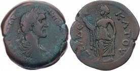 ÄGYPTEN ALEXANDRIA
Antoninus Pius, 138-161 n. Chr. AE-Drachme 147/148 n. Chr. (= Jahr 11) Vs.: gepanzerte und drapierte Büste mit Lorbeerkranz n. r.,...