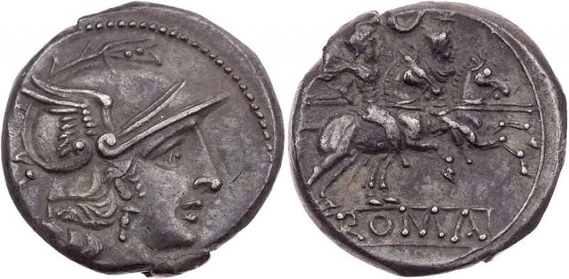 RÖMISCHE REPUBLIK
Anonym, 207 v. Chr. AR-Denar Rom Vs.: Kopf der Roma mit geflü...