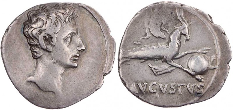 RÖMISCHE KAISERZEIT
Augustus, 27 v.-14 n. Chr. AR-Denar 18-16 v. Chr. Colonia P...