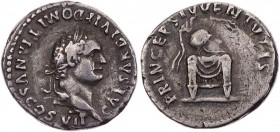 RÖMISCHE KAISERZEIT
Domitianus als Caesar, geprägt unter Titus, 79-81 n. Chr. AR-Denar 80/81 n. Chr. Rom Vs.: CAESAR DIVI F DOMITIANVS COS VII, Kopf ...