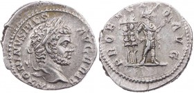 RÖMISCHE KAISERZEIT
Caracalla, 198-217 n. Chr. AR-Denar 213 n. Chr. Rom Vs.: ANTONINVS PIVS AVG BRIT, Kopf mit Lorbeerkranz n. r., Rs.: PROFECTIO AVG...