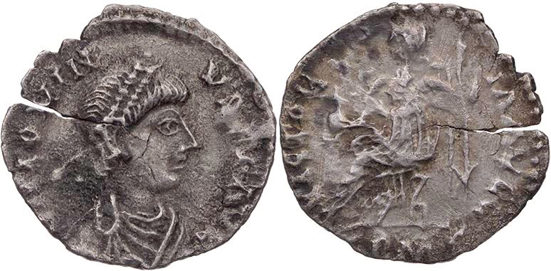 RÖMISCHE KAISERZEIT
Iovinus, Usurpator in Gallien, 411-413 n. Chr. AR-Siliqua T...