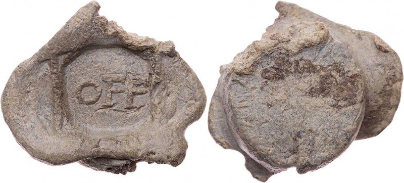 Officina, wohl Siscia, 262-267 n. Chr. Bleisiegel Vs.: OFF, Rs.: leer, 22 x 28 x...