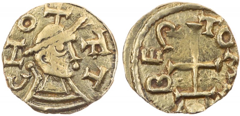 MEROWINGER
Choae (Huy), Monetar Bertoaldus, 630-640. AV-Tremissis Vs.: CHO FT, ...