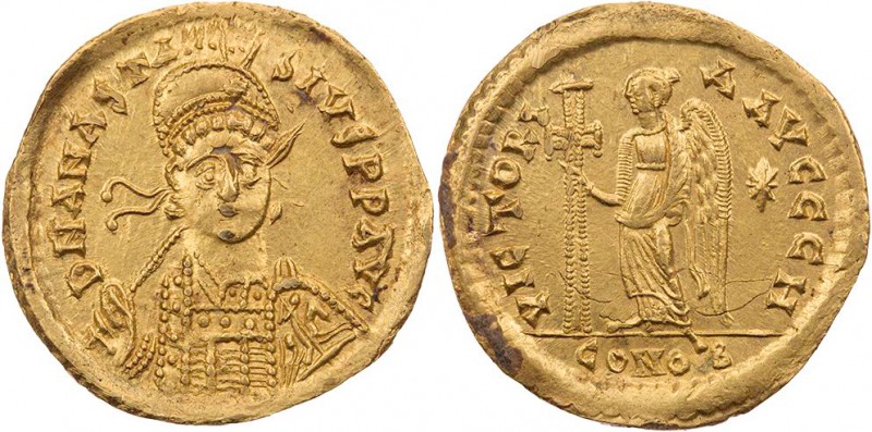 BYZANZ
Anastasius I., 491-518. AV-Solidus 492-507 Constantinopolis, 8. Offizin ...
