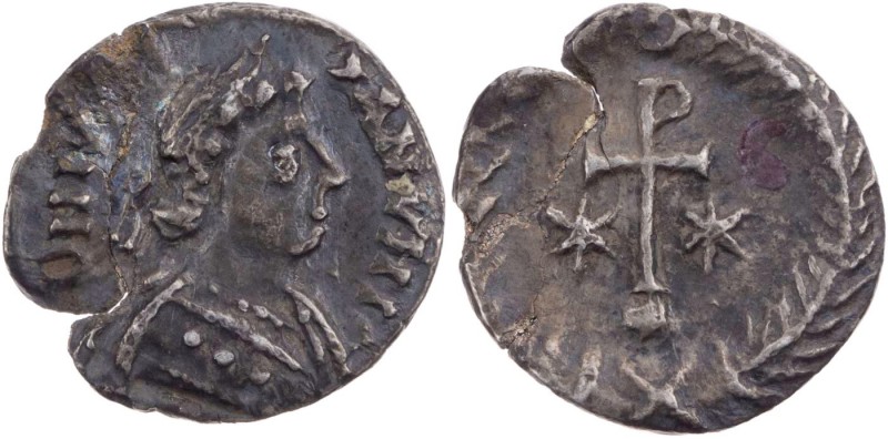 BYZANZ
Iustinianus I., 527-565. AR-1/4 Siliqua 540-552 Ravenna Vs.: D N IV[STIN...