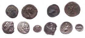 Lot, griechische Münzen AR- und AE-Prägungen aus Lukanien: Thurioi, Diobol; Makedonien: Alexander III., Drachme; Thessalien: Magnetes, Drachme; Lydien...