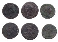 Lot, römische Münzen Asses der Römischen Kaiserzeit: Claudius, Traianus, Hadrianus. 3 Stück ss-, ss