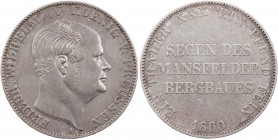 BRANDENBURG - PREUSSEN PREUSSEN, KÖNIGREICH
Friedrich Wilhelm IV., 1840-1861. Ausbeutetaler 1860 A Berlin AKS 79; J. 85; Thun 263. kl. Kratzer, ss