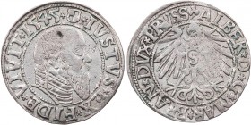 BRANDENBURG - PREUSSEN PREUSSEN, HERZOGTUM (OSTPREUSSEN)
Albrecht von Brandenburg, 1525-1568. Groschen 1545 Königsberg Vs.: geharnischte Büste n. r.,...