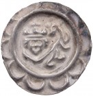 DONAUWÖRTH REICHSMÜNZSTÄTTE
Friedrich II., 1212-1250. Brakteat Bekrönter Kopf v. v., rechts daneben aufrechter Löwe n. r., Kopf zurückgewandt Steinhi...