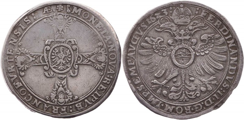 FRANKFURT STADT
 Reichstaler 1623 Mit Titel Ferdinands II., Vs.: Kreuz, in der ...