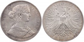 FRANKFURT STADT
 Doppelter Vereinstaler 1860 Francofortia AKS 4; J. 43; Thun 145. min. Kratzer, fast vz