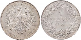 FRANKFURT STADT
 Gulden 1861 AKS 13; J. 33. winz. Kratzer, vz-St