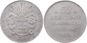 HAMBURG STADT
 32 Schilling 1808 AKS 12; J. 38. ss-vz