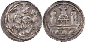 KÖLN ERZBISTUM
Reinald von Dassel, 1159-1167. Obol (Hälbling) o. J. Vs.: Erzbischof thront mit Krummstab (nach aussen gekehrt) und Buch v. v., Rs.: d...