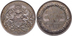 KÖLN STADT
 Silbermedaille 1890 (ohne Signatur) Ehrengabe der Stadt Köln für Verdienste auf dem Gebiet der Landwirtschaft, Vs.: Greif und Löwe neben ...