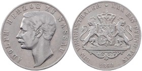 NASSAU HERZOGTUM
Adolph, 1839-1866. Taler 1860 AKS 64; J. 60; Thun 234. gereinigt, fast ss