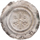 NORDHAUSEN REICHSMÜNZSTÄTTE
Anhaltinischer Pfandbesitz, 1247-1274. Brakteat Kaiserpaar thront v. v., dazwischen Blumenkreuz über Lanze Slg. Bonhoff 1...