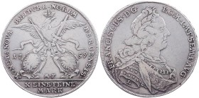 NÜRNBERG STADT
 Konv.-Taler 1759 Mit Titel Franz' I., Vs.: Adler über zwei Wappen, Rs.: Büste des Kaisers n. r., am Armabschnitt Signatur L Kellner 3...