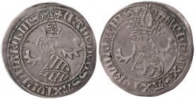 SACHSEN SACHSEN, KURFÜRSTENTUM
Ernst, Albrecht und Wilhelm III., 1465-1482. Horngroschen 1468 Freiberg Kreuz Vs.: Wappen des Herzogtums mit Helmzier,...