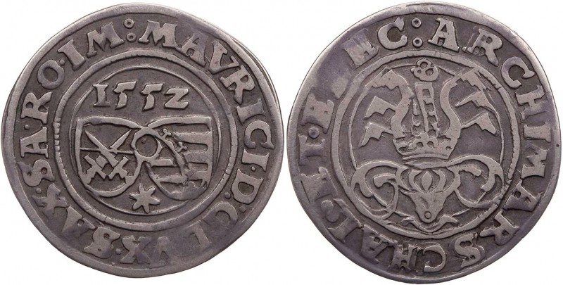 SACHSEN SACHSEN, KURFÜRSTENTUM
Moritz, 1547-1553. 1/4 Taler 1552 Freiberg, Mzz....