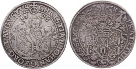 SACHSEN SACHSEN, KURFÜRSTENTUM
Christian II., Johann Georg I. und August, 1591-1611. Taler 1596 HB Dresden Vs.: drei Hüftbilder nebeneinander fast v....