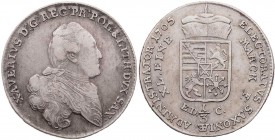 SACHSEN SACHSEN, KURFÜRSTENTUM
Xaver, 1763-1768. 1/3 Taler 1765 EDC Dresden Vs.: Brustbild n. r., Rs.: Wappen unter Kurhut Kahnt 1024. 6.89 g. ss