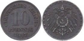 WELTKRIEG UND INFLATION
 10 Pfennig 1917 o. Mzz. Zink J. 298Z. ss