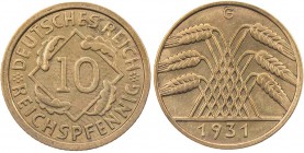 WEIMARER REPUBLIK
 10 Reichspfennig 1931 G J. 317. R St