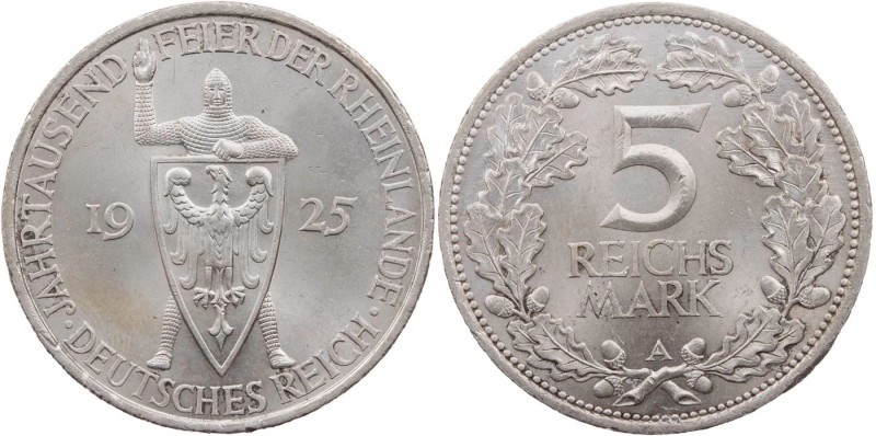 WEIMARER REPUBLIK
 5 Reichsmark 1925 A Zur Jahrtausendfeier der Rheinlande J. 3...