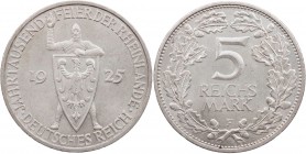 WEIMARER REPUBLIK
 5 Reichsmark 1925 F Zur Jahrtausendfeier der Rheinlande J. 322. Rs. min. Kratzer, vz