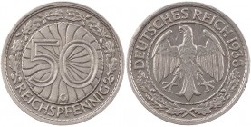 WEIMARER REPUBLIK
 50 Reichspfennig 1933 G J. 324. ss